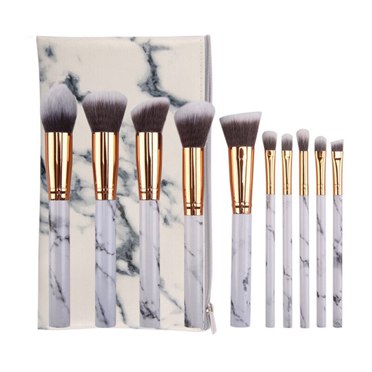 Make Up Brushes 10 Pieces Marble Pattern Professional Makeup Brush Set Kabuki Foundation Blending Concealer Eye Face Liquid Powder Cream Brushes Sets