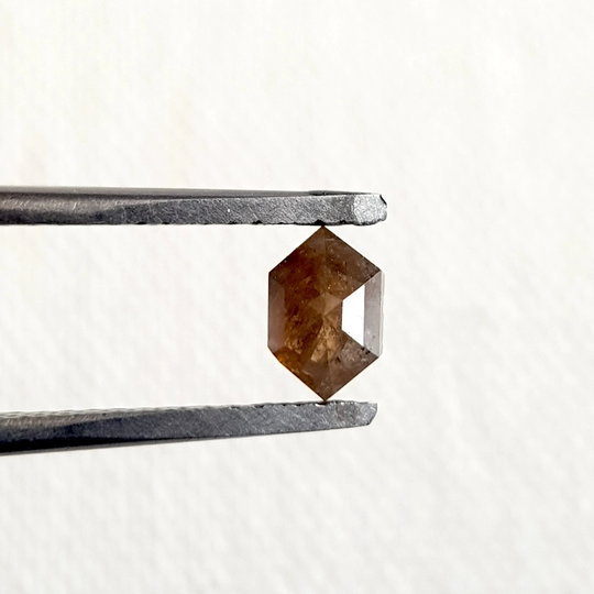 6.3mm/0.61Ctw Shield Shaped Clear Red/Brown Salt & Pepper Rose Cut Diamond Loose, Faceted Loose For Ring, Dds711/29