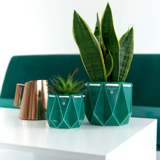Two Origami Self Watering Eco Plant Pots - Sea Waste