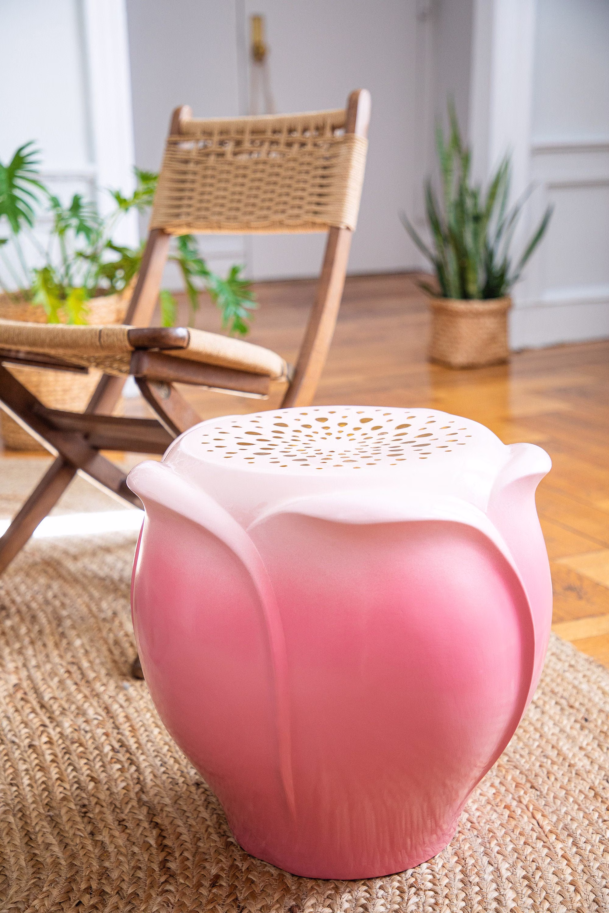 Hibiscus Garden Stool | Floral