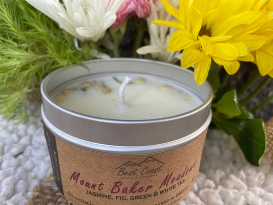 Soy Candle - Mount Baker Washington Pnw West Coast Mountains Gifts Travel Candles Hand Poured Wooden Wick Meadows