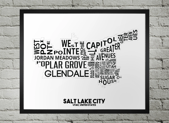 Salt Lake City Communities Map Print | Handmade Utah Art Home Decor