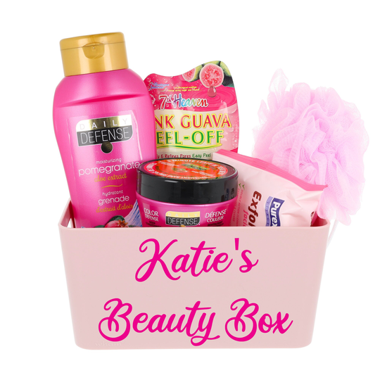 Personalised Vinyl Pink Bath Storage Caddy With Pamper Products | & Organization For The Bathroom Beauty Hamper Gift Her