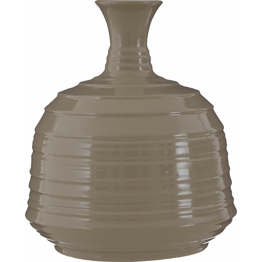 Premier Housewares - Room Decor Flower Vase Ceramic Ribbed Pattern Large Cream Vase Glass Vases For Flowers Black Modern Floor Vase 17 x 17 x 15
