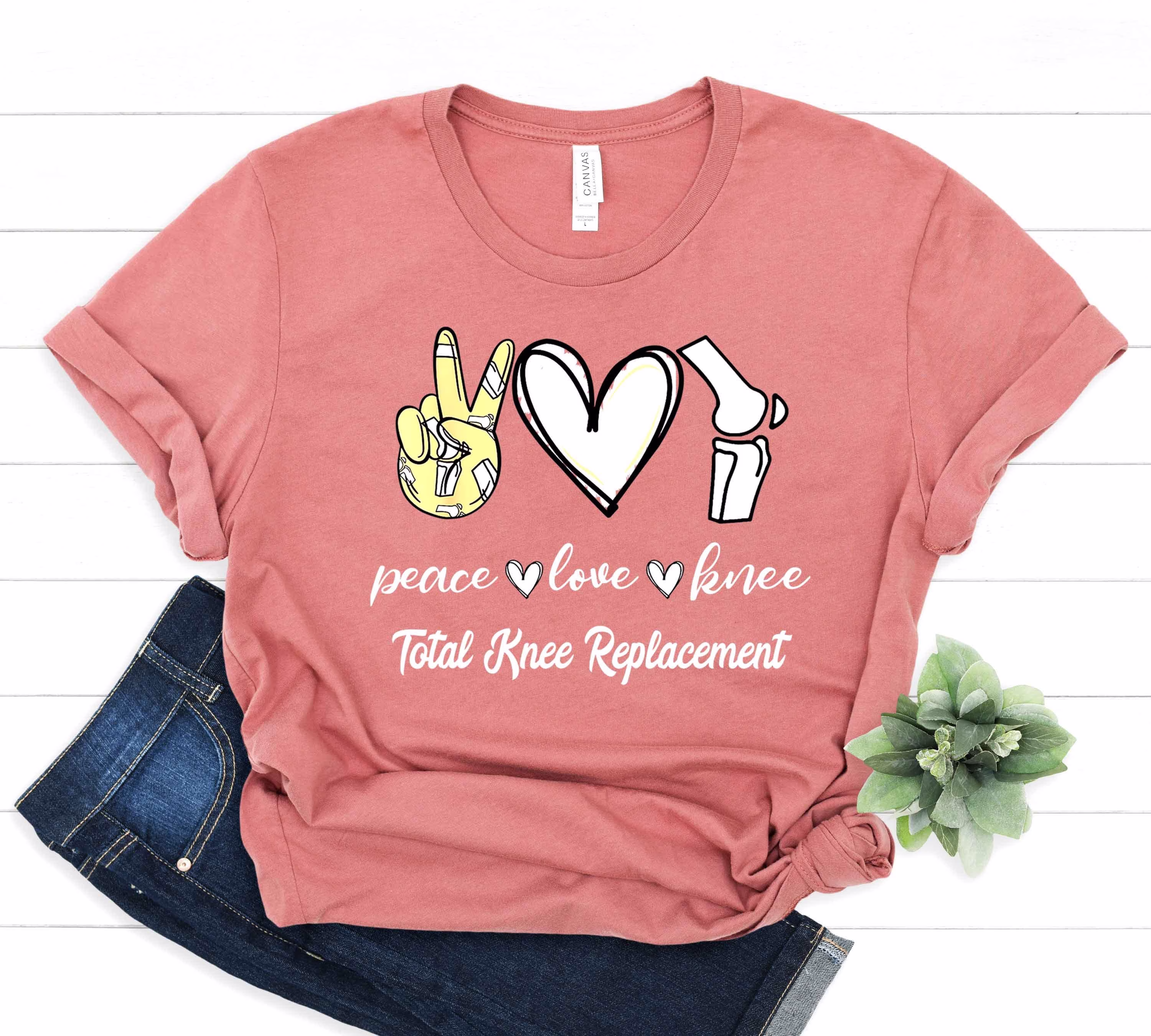 Peace Love Knee Apparel - Total Replacement T-Shirt Recovery Bionic Clothes Surgery Outfit -Bone Heart Tee