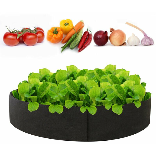 Bearsu - Planter Thickened Grow Bag Planter Bag Round Shape Non-woven Fabric Container Garden Plant Pots For Vegetables Flowers Herbs Fruits, Black,