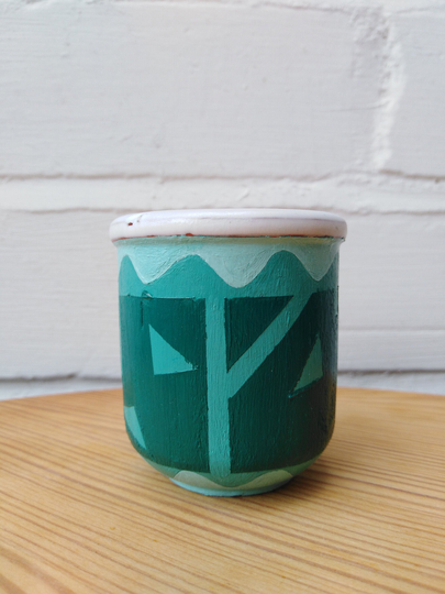 Hand-Painted Clay Pot - Turquoise