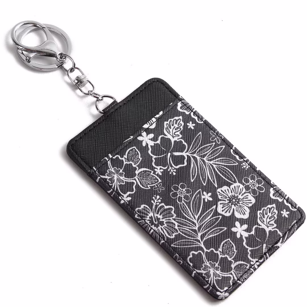 Card Case April Hibiscus Blossom Black