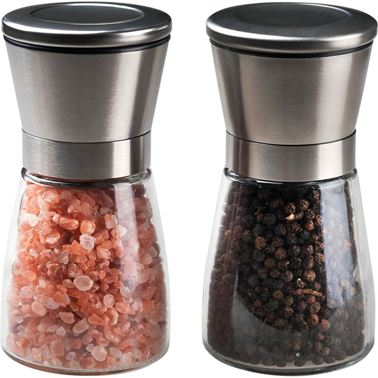 Premium Ceramic Salt and Pepper Mill Set with Adjustable Size, Coarse and Fine Salt and Pepper Shakers for Home or Kitchen(2 Pack)