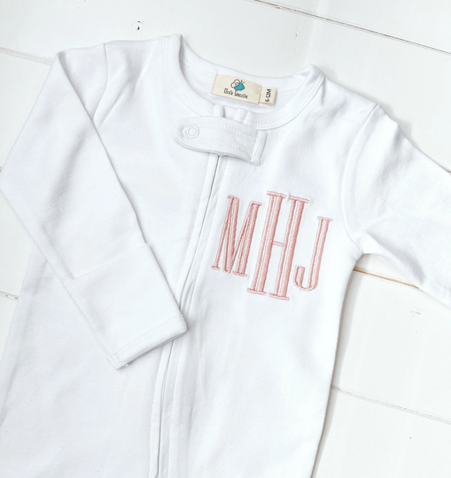 Monogrammed Organic Cotton Footie, Baby Jumpsuit, Personalized Sleeper, Sleeper With Name