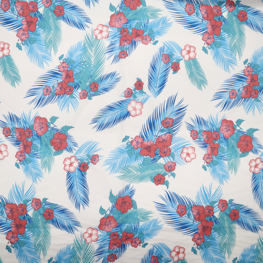 Hawaii Style Cotton Fabric - Tropicle Floral Printed Fabric, Hibiscus Flower Quilting Fabric By The Yard