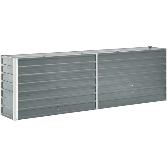 Hommoo - Garden Planter Galvanised Steel 240x40x77 cm Grey VD30189