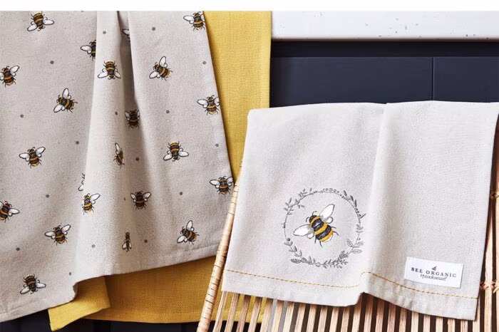 Bumble Bee Linen Cotton Organic Kitchen Towels, Dish Tea Towel, Gifts