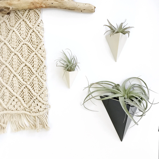 Pyramid Wall Planter Porcelain Geometric Minimal Container Made To Order in Your Favorite Color #trianglewallplanter
