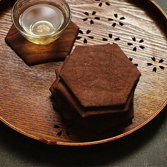 Organic Natural Plant Dyed By Yam Roots Coaster, Rustic Antique Handmade Lifetime Fabric Hexagon Country Style