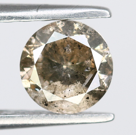 0.69 Ct Salt & Pepper Diamond, Round Brilliant Cut Diamond