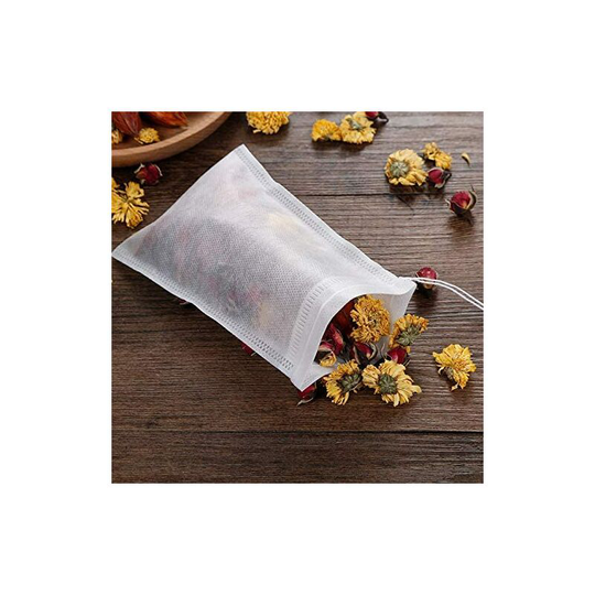 200 Pieces Disposable Tea Filter Bags Empty Cotton Drawstring Filter Tea Bags for Loose Leaf Teal Lo(9 x 7cm)