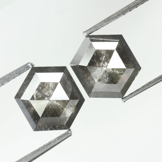 3.93 Ct Hexagon Shape Natural Loose Diamond Salt & Pepper Color Use For Jewelry I3 Clarity On6-77
