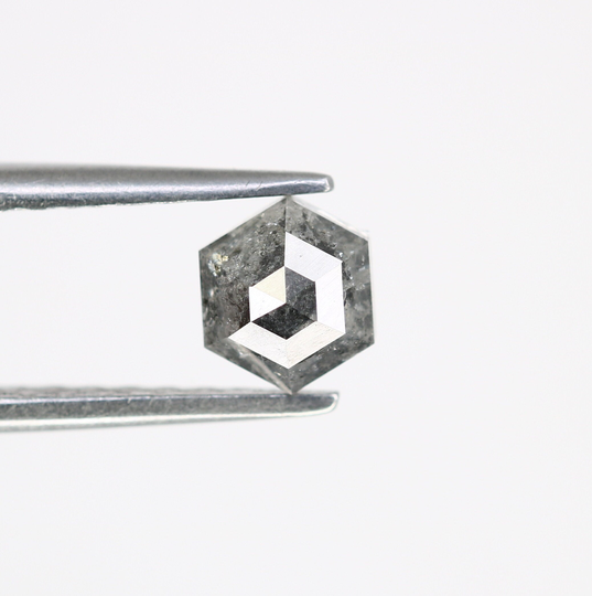 0.80 Ct Natural Salt & Pepper Hexagon Real Diamond For Wedding Ring