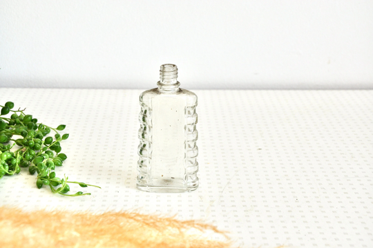 Vintage Antique Mini Clear Glass Bottle 1940S