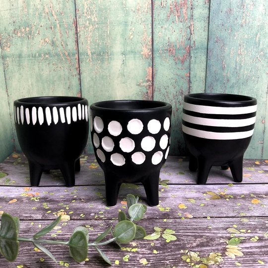 Black Indoor Planters, Vintage Style Succulents Pots, Cactus Home Decor, Birthday Gift