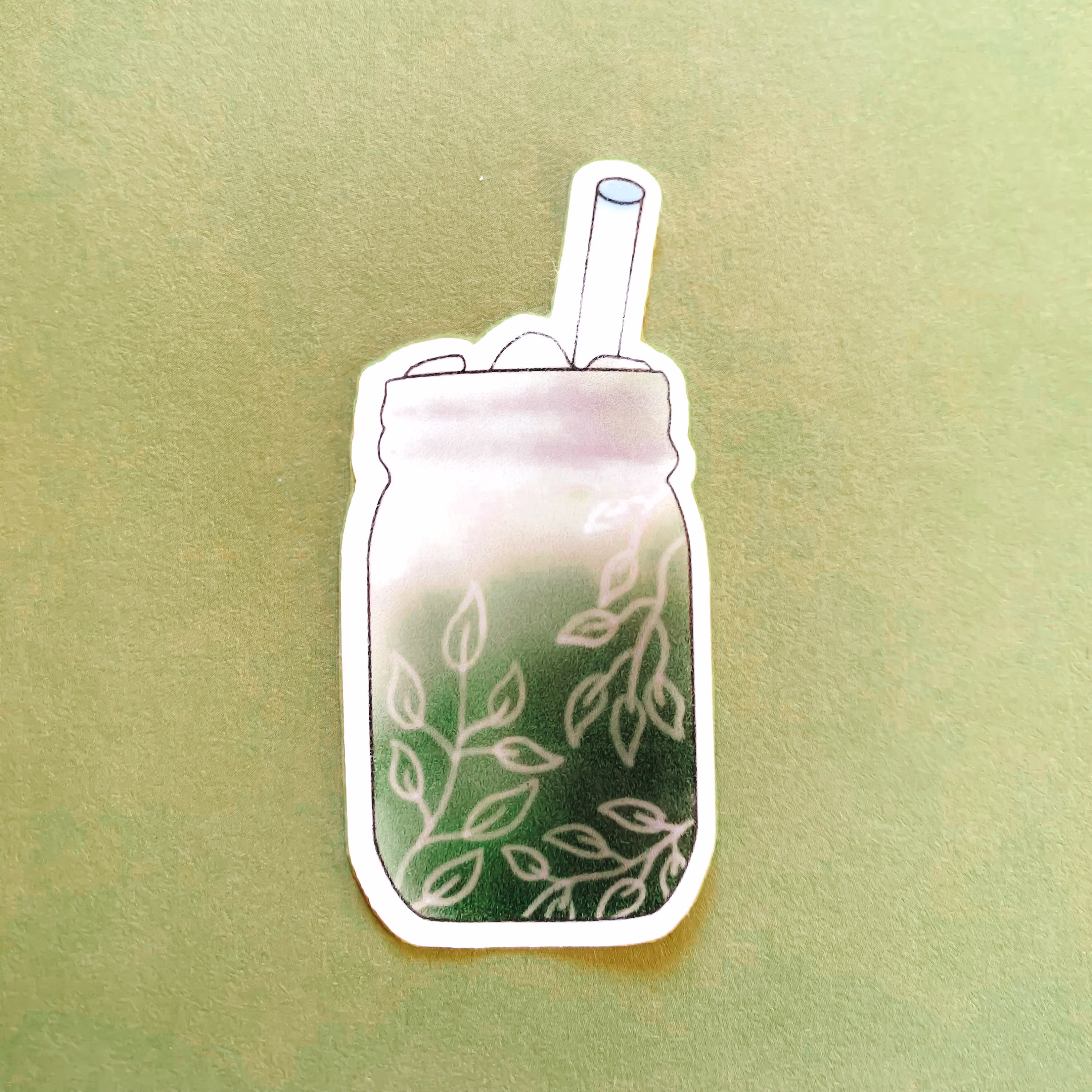Bohemian Matcha - Sticker | Water Resistant Decal Decor Green Tea Matcha Inspired Gift Plant Based Drink