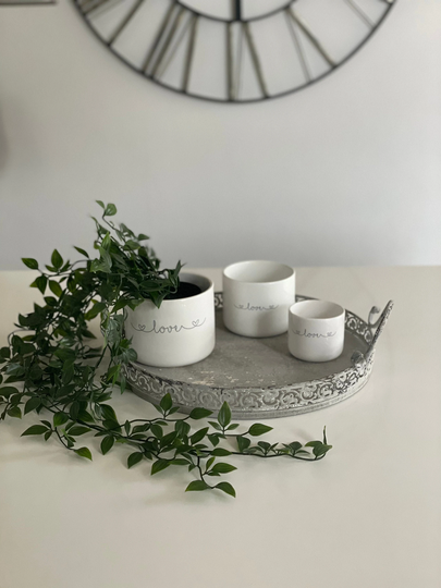 Love Ceramic Pots in Set Of 3
