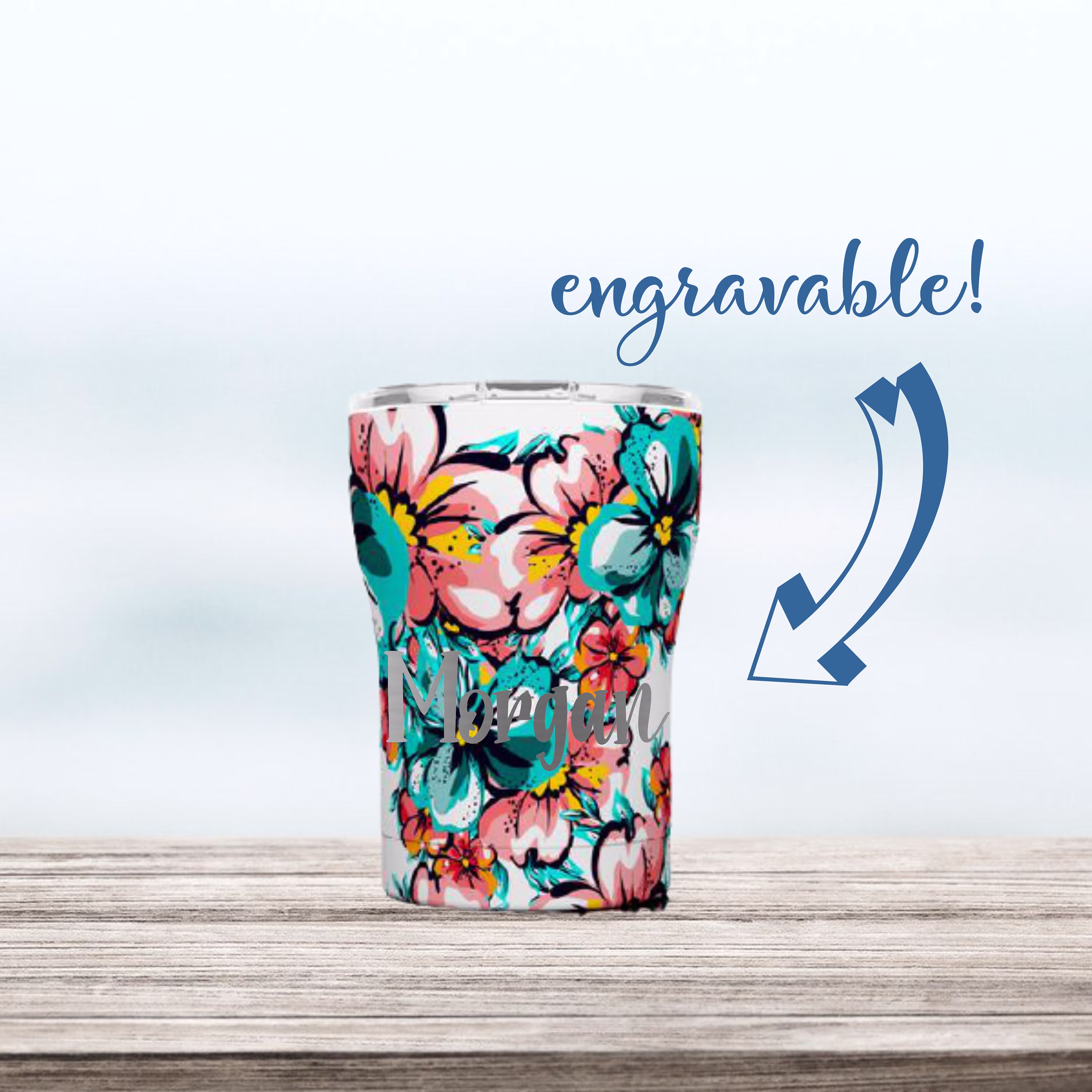 Hibiscus Personalized 12 Oz Tumbler, Custom Coffee Cocktail Wine Cup, Stainless Steel, Sic Bridesmaid Groomsman Gift