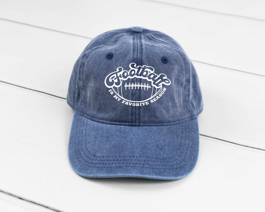 Football Is My Favorite Season Pigment Dyed Unstructured Baseball Cap, Mom, Game, Game Day, Hat, Day Hat