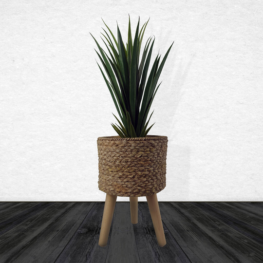 Woven Effect Composite Planter With Stand