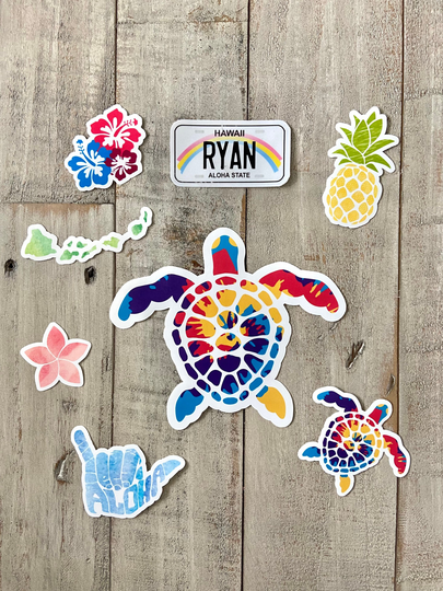 Hawaii Sticker Pack, Hawaiian Sticker, Glossy Waterproof Pineapple Hangloose Aloha Hawaii License Plate