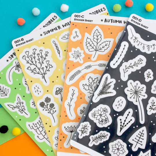 Seasonal Wildflower Doodles Sticker Sheets