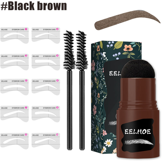 Benobbykids - 2 Pack Stamp Eyebrow Powder Stick Hairline Fluffy Powder Eyebrow Print Makeup Natural Waterproof Quick Dry Shadow Contouring Powder