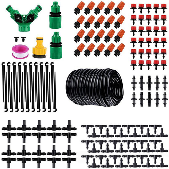 Irrigation System, Automatic Irrigation Kit, Mist Cooling Drip Irrigation System Garden Plant Automatic Watering Hose Kit, 5M Hose