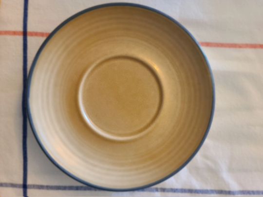 Add-On Pieces/Mismatched Vintage Saucer/Plate - Folk Art Pattern Stenciled Blue Floral Design On Tan Salt Gaze Vintage Pfaltzgraff