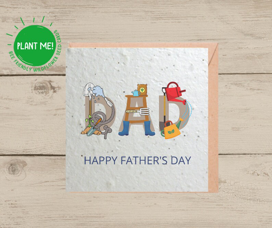 Father's Day Card | Seeded Wildflower For Dad Plantable Seed Happy Gardening Themed