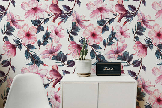 Pink Orchid Decor | Removable Wallpaper Pattern #343