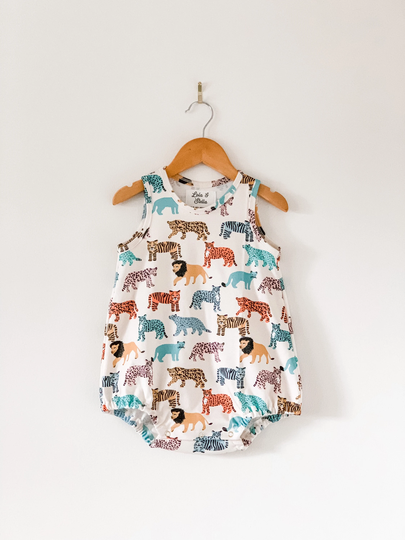 Bubble Baby Romper // Organic Clothes Lion Clothing/Playsuit Tiger Summer