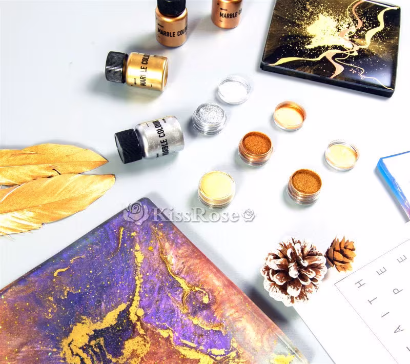 Gold & Silver Marble Metal Powder For Resin Craft-Golden Glitter-Silver Glitter-Copper Glitter-Fillers Silicone Tray/Coaster Mold