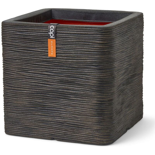 Planter Nature Rib Square 50x50x50 cm Dark Brown Capi Brown