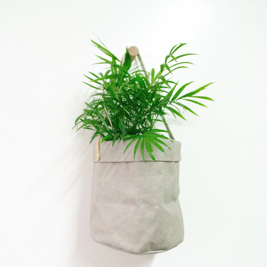 Grey Hanging Paper Planter, Storage Bag, Washable Hanging Wall Organization, Minimalist