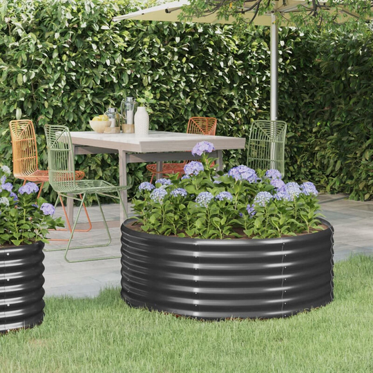 Asupermall - Garden Planter Powder-coated Steel 100x100x36 cm Anthracite