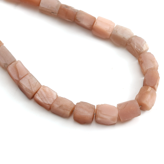 Natural Peach Moonstone Organic Rough Beads , 9x11mm To 10x13mm, Raw Drilled Beads, 8 Inches/16 Jewelry Making, Price Per Strands