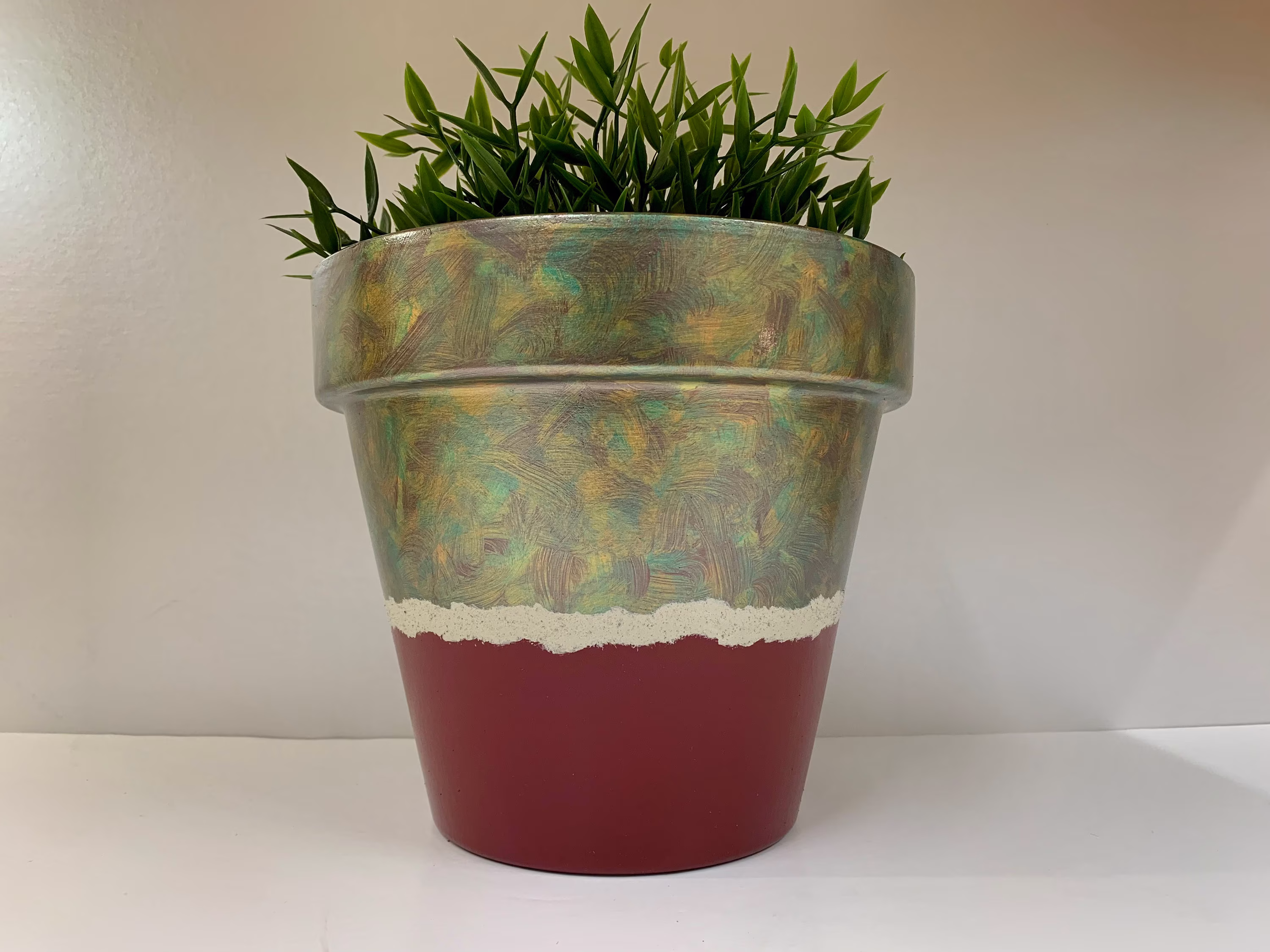 Jungle Red Large Pot, Hand Painted Pot