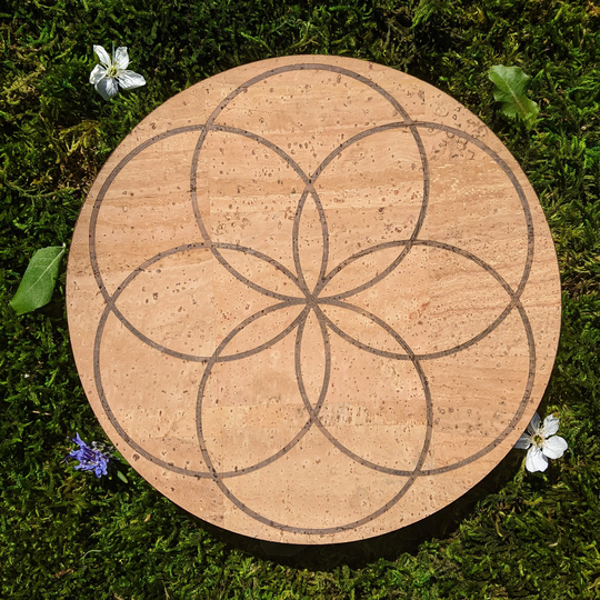 Seed Of Life Crystal Grid Sacred Geometry Spiritual Meditation Yoga Art Gift Laser Engraved Eco Friendly Vegan Cork Leather