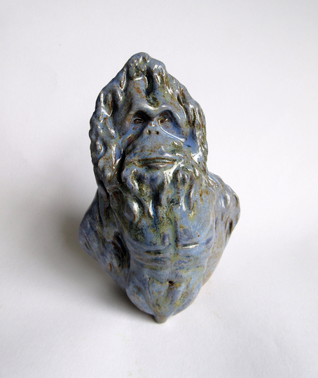 Novelty Blue Orangutan Man Hybrid Pot - Hand Built Ceramic Pot/ Vase Artisan Pottery Rustic Wonky Pots Animal