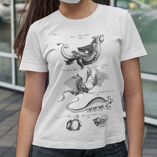 Dragons #2 | 1657 - Unisex Organic T-Shirt, Vintage Style Art T-Shirt