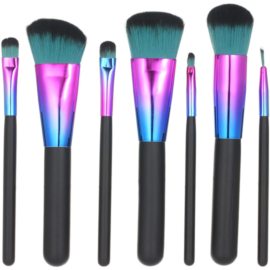 7 Pcs Makeup Brushes Colorful Makeup Brush Cosmetic Makeup Brush Set Foundation Blending Blush Concealers Eye Shadows Highlight Face Powder Make Up