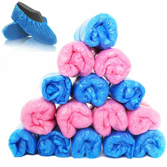 Shoe covers Anti-slip shoe covers 200PCS Plastic Disposable Shoe Covers, Perfect for Medicine, Home and Office - Blue Pink