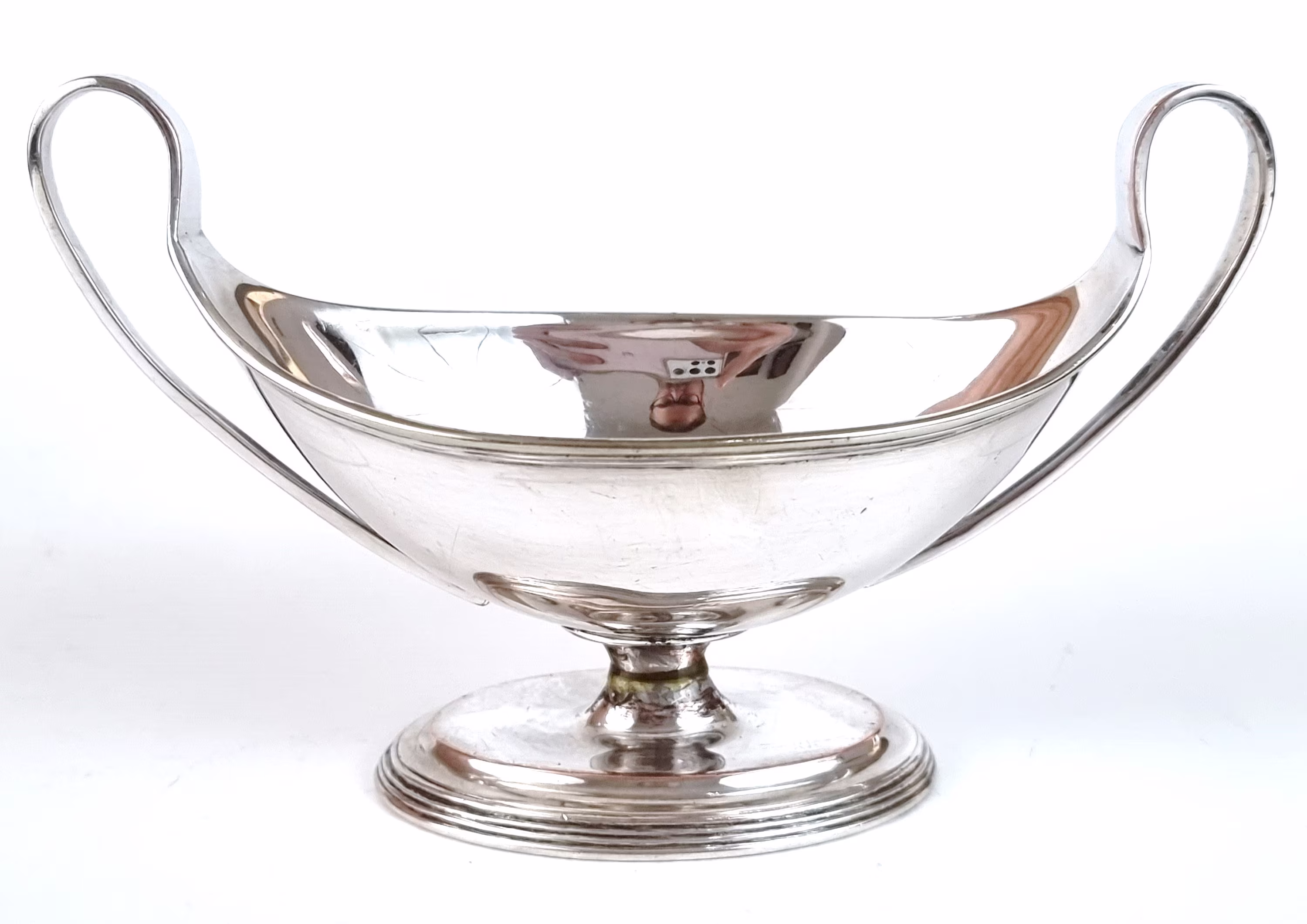 At Fault, Repaired Stem, Old Sheffield Plate, Small Size, Navette Form, Silver Elegant Addition, Bon Dish, Master Salt
